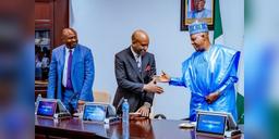 Vice President Kashim Shettima and officials at a National Addressing Council meeting in Nigeria.