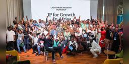 Participants gathered on stage at the IP for Growth in Africa Lagos Music Industry Workshop.