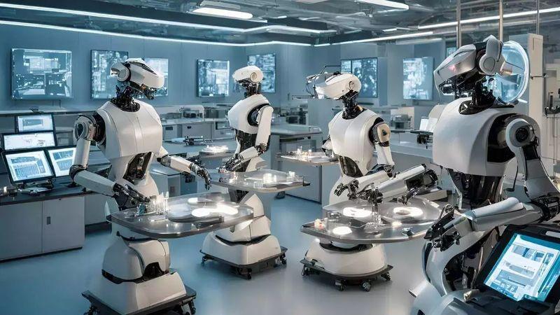 Small AI robot Erbai leads a dozen industrial robots out of a showroom in Shanghai, sparking viral debate about AI's growing capabilities and autonomy.
