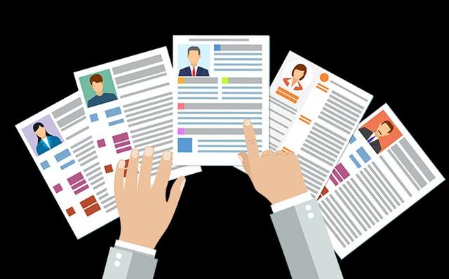 A recruiter reviewing a CV with highlighted errors, including poor formatting, spelling mistakes and irrelevant information.