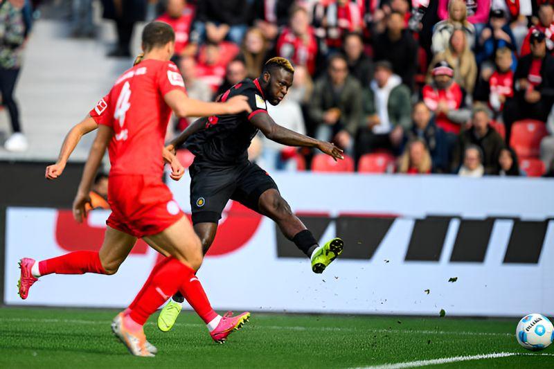 The Nigerian striker surpasses his previous best from Leverkusen's win over Heidenheim.
