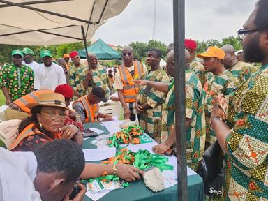 Delegates of the African Democratic Congress gathered at the Rainbow Event Centre in Abuja during the party’s national convention with heavy security presence.