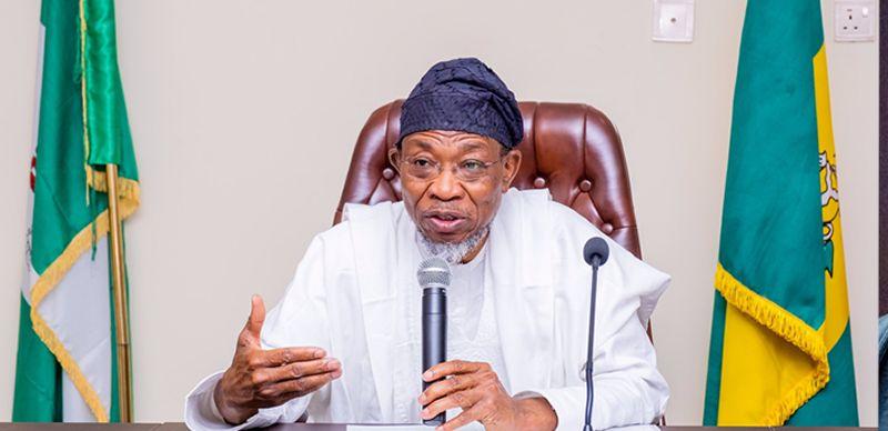 Rauf Aregbesola addressing supporters during a past political event.
