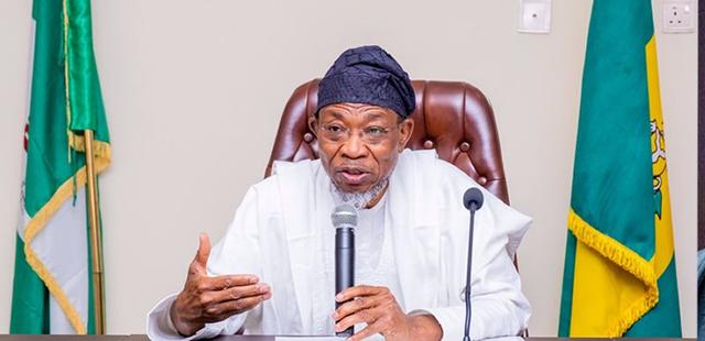 Rauf Aregbesola addressing supporters during a past political event.
