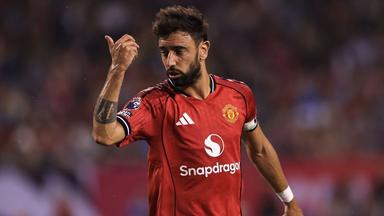 Bruno Fernandes celebrating during Manchester United’s away victory over Chelsea at Stamford Bridge.