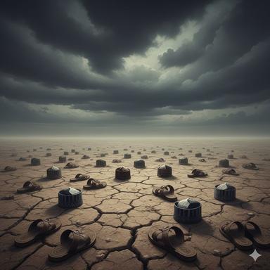 Nigeria is torn, the northern part is fading into dust, representing loss and the demand for accountability.