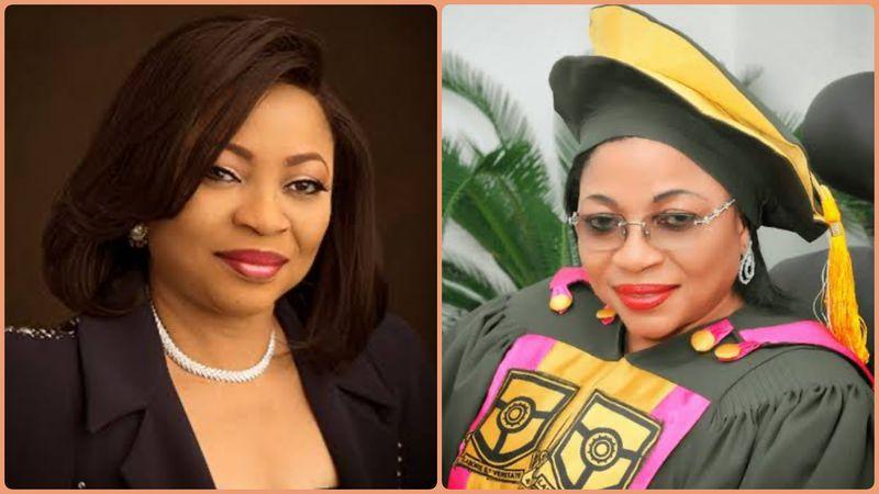 Collage of Folorunsho Alakija, a successful Nigerian entrepreneur in fashion, oil, and real estate. 