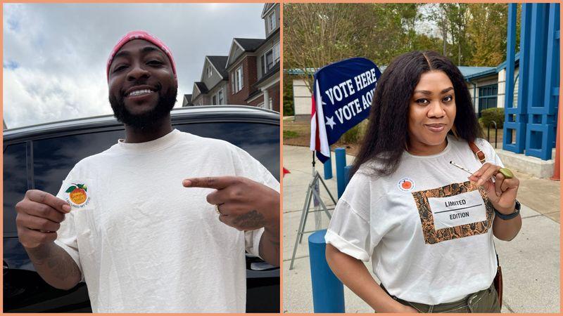 Davido and Stella Damascus exercise their voting rights in the United States elections 
