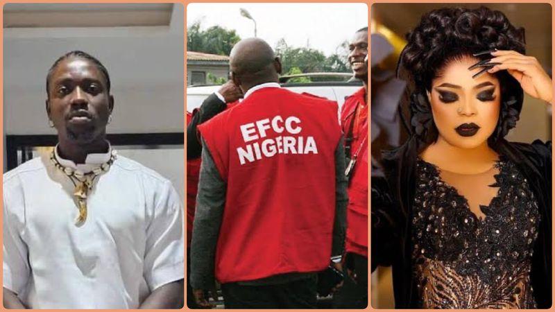 Collage of VeryDarkMan, the Economic and Financial Crimes Commission (EFCC) and Bobrisky. 
