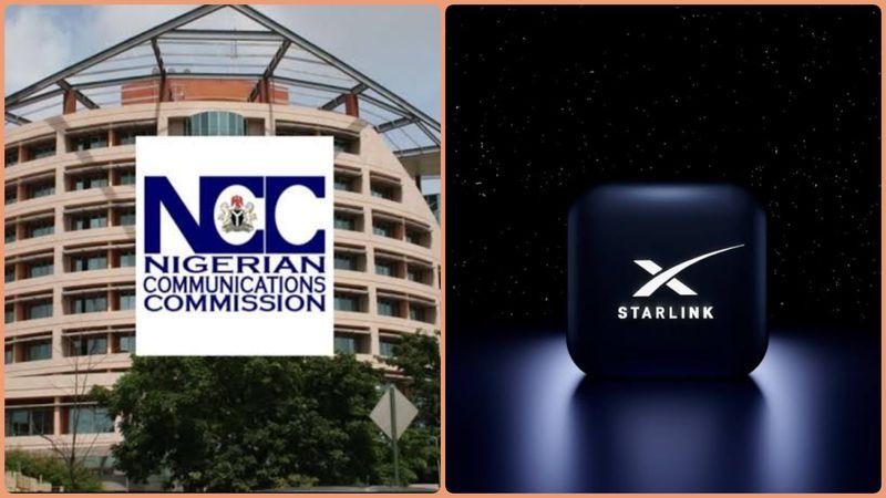 Image of the Nigerian Communications Commission logo with Elon Musk Starlink. 