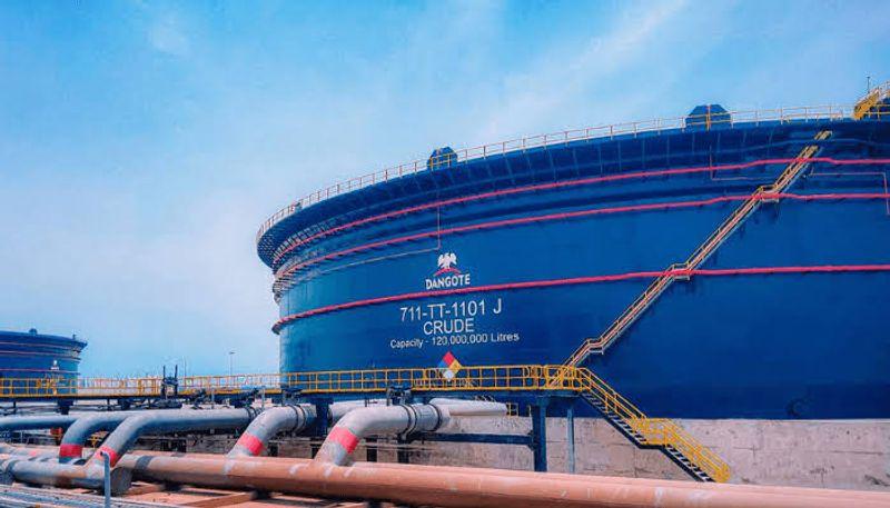 Storage tanks at Dangote refinery, showcasing petrol.
