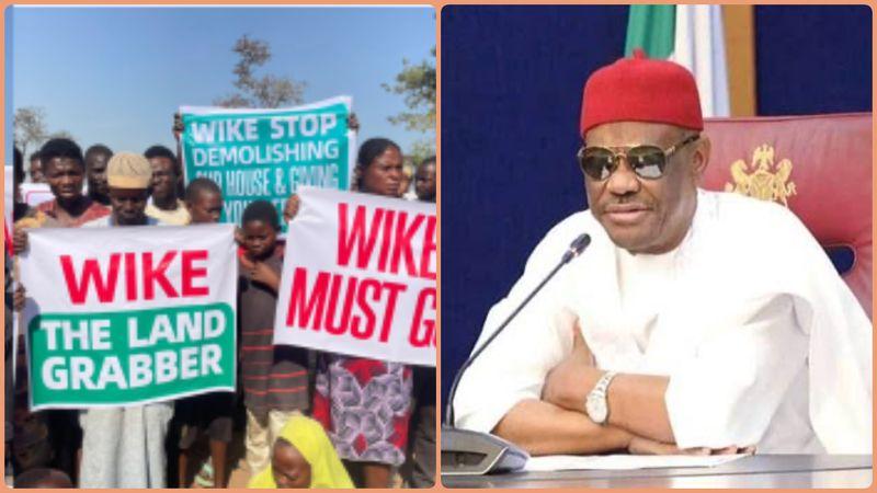 Abuja residents and human rights activists demanded President Tinubu’s intervention in Wike's controversial land policies.
