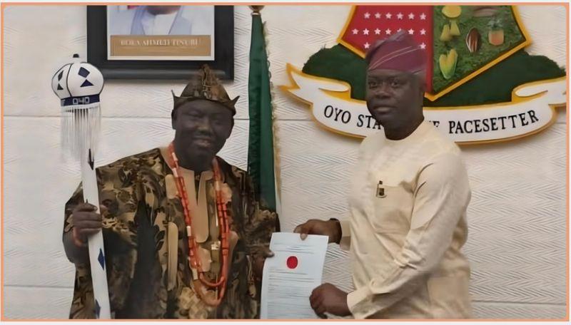 Alaafin of Oyo Abimbola Akeem Owoade received official recognition in a controversial ceremony led by Governor Makinde.