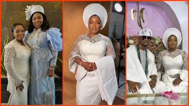 Tope Alabi and her daughter Ayomikun share a tender moment at Ayomikun's intimate wedding ceremony with husband Oluwole

