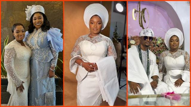 Tope Alabi and her daughter Ayomikun share a tender moment at Ayomikun's intimate wedding ceremony with husband Oluwole
