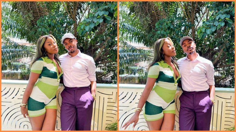 Enioluwa Adeoluwa and his Ghanaian partner, Efia Odo, in a romantic photo
