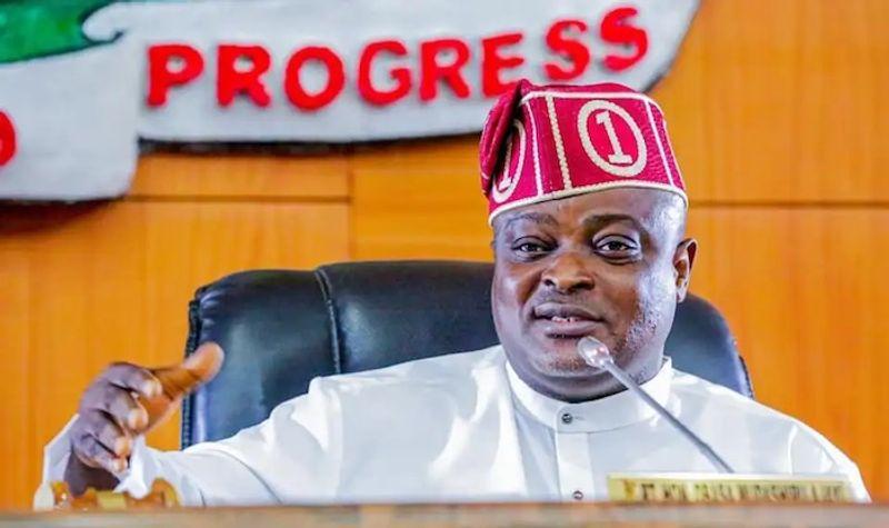 Mudashiru Obasa addressing supporters after winning the APC primary for Agege Federal Constituency in Lagos State.