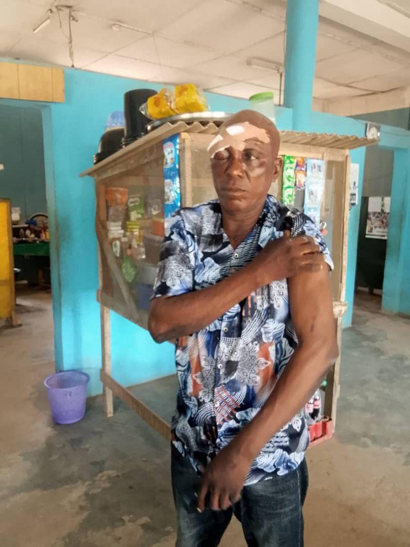 Security operatives patrol an area in Ibadan after clashes during factional Peoples Democratic Party local government congresses linked to supporters of Nyesom Wike.