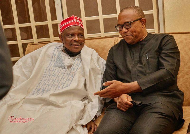 Peter Obi and Rabiu Kwankwaso seated together during a courtesy visit in Abuja, discussing political developments ahead of the 2027 elections.