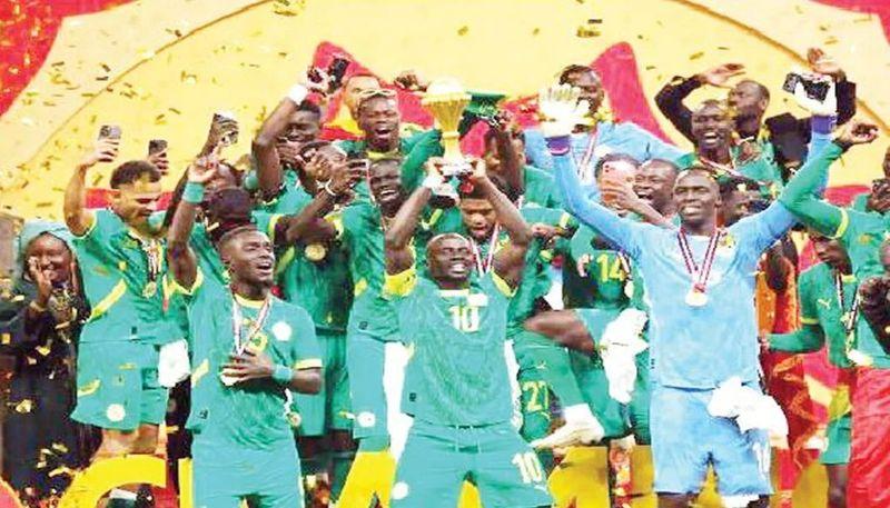 Moroccan and Senegalese players on the pitch during the 2025 AFCON final, a match later awarded 3–0 to Morocco after Senegal temporarily walked out.