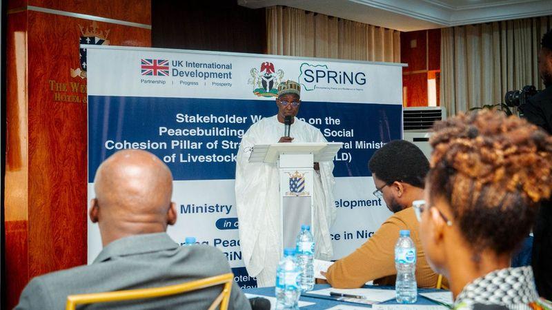 Workshop on resolving farmer-herder conflicts in Nigeria, organised by the Ministry of Livestock Development and SPRiNG, attended by key stakeholders.
