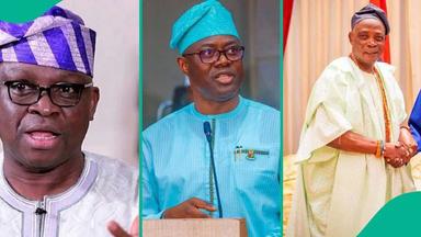 Ayo Fayose speaking publicly amid claims of a rift between Oyo State Governor Seyi Makinde and the Olubadan of Ibadan, Oba Rasidi Ladoja.