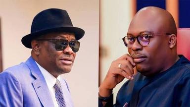 Siminalayi Fubara meets with Nyesom Wike at his Abuja residence.

