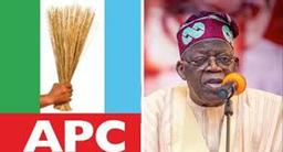 Crowd of APC supporters walking in Akure during Tinubu solidarity march led by Governor Aiyedatiwa.