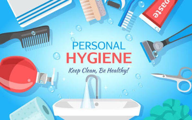 A person practising good personal hygiene by washing their hands, brushing their teeth and maintaining a clean daily routine.