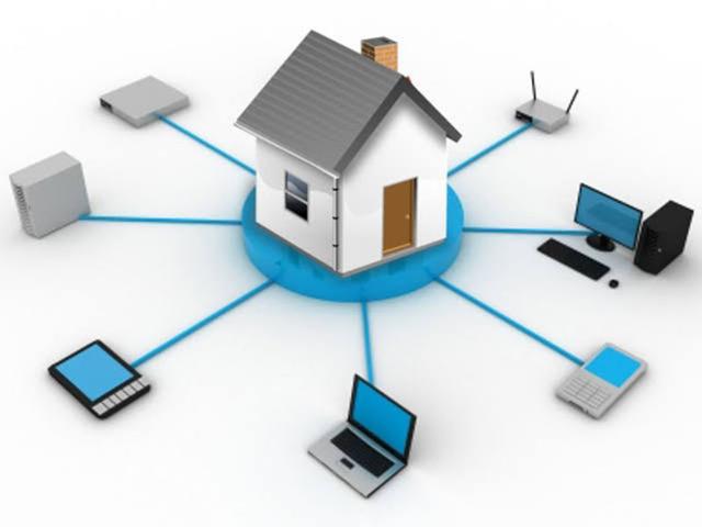 Person working remotely on a laptop with a secure Wi-Fi router and cybersecurity icons in the background.