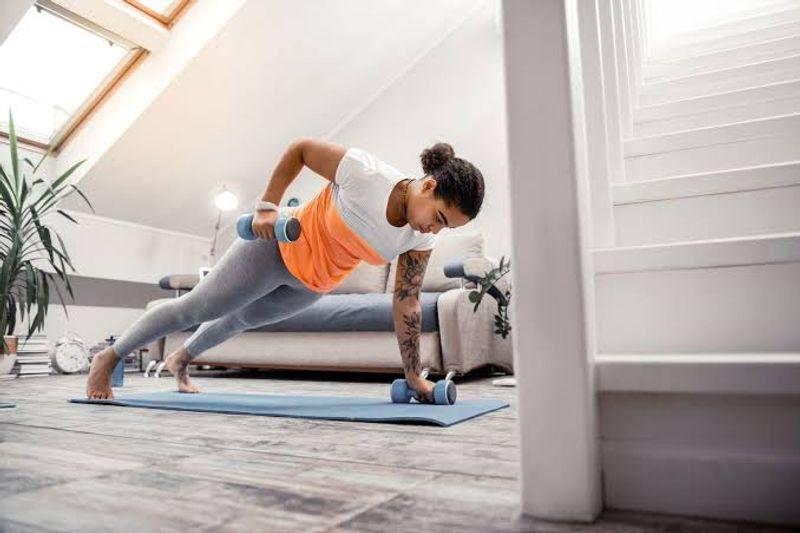 A lady working out in her comfort zone