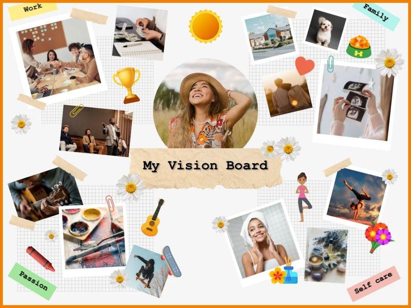 A guide to creating a vision board for your 2025 goals. 
