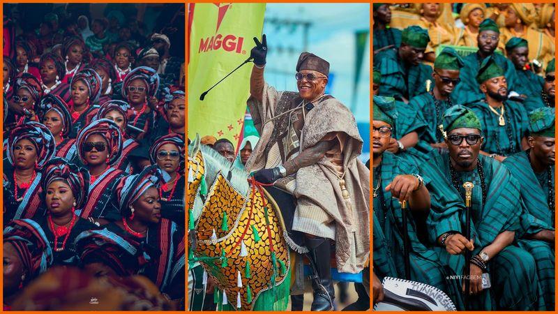  Farooq Oreagba, widely known as “Mr. Steeze” and the “King of Steeze,” alongside other attendees, dazzles in a stunning ensemble at the 2025 Ojude Oba Festival.
