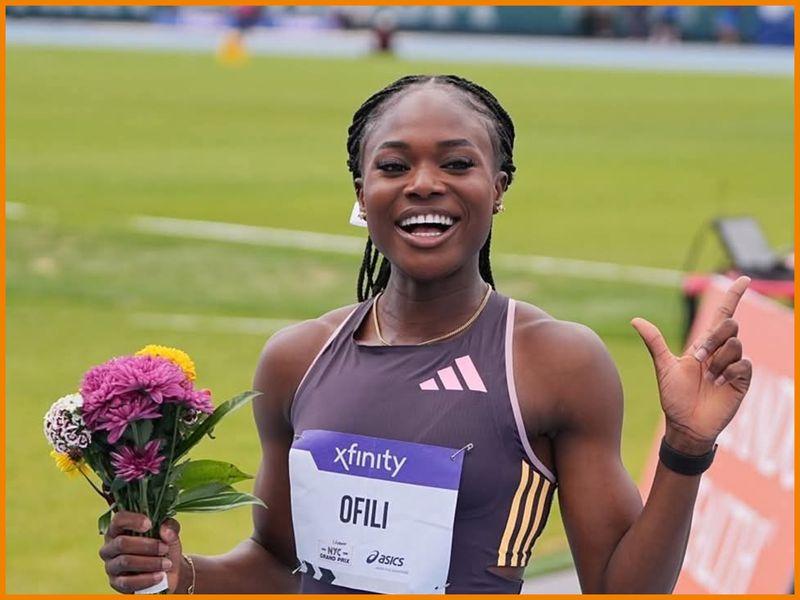 Nigerian sprinter Favour Ofili sets a new record in women 150m race
