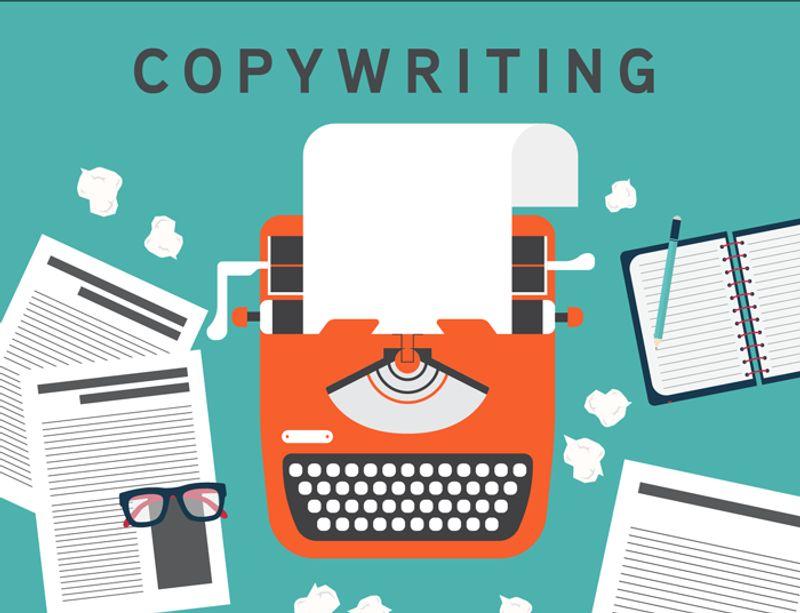 A stack of popular copywriting and marketing books beside a laptop and notebook, representing essential reading for digital marketing assistants looking to improve persuasive writing skills.