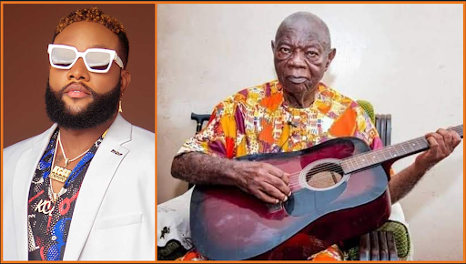 Kcee has joined the list of artistes that paid their homage to veteran Highlife singer, Mike Ejeagha.