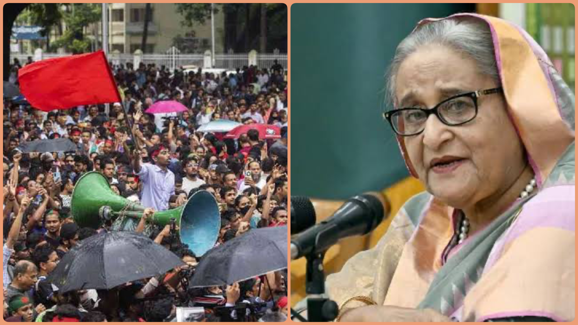 Thousands of people broke into Sheikh Hasina’s residence, chanting and singing in celebration.