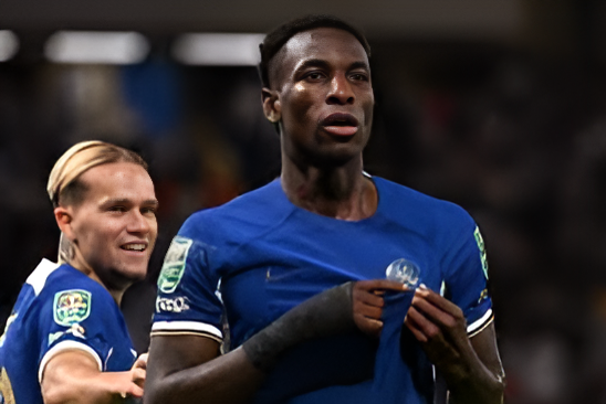 Chelsea's Jackson celebrates as he scores  opener against Wolves FC.