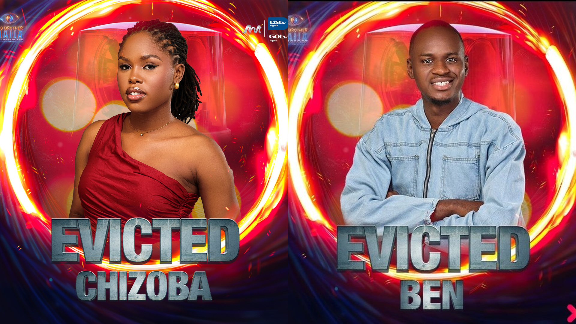 Big Brother Naija housemates, Ben and Chizoba have been evicted from the reality TV show