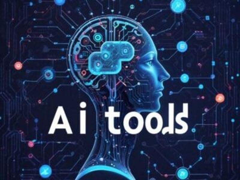A content creator using AI tools such as ChatGPT, Canva Magic Studio, CapCut and Notion AI to create digital content on a laptop.