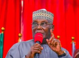 Former Vice President Atiku Abubakar speaking during a political engagement with supporters in Nigeria.