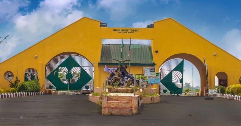 Outgoing FUOYE Vice-Chancellor Professor Abayomi Fasina addressing journalists during a pre-convocation press conference.