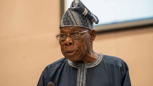 Former Nigerian President Olusegun Obasanjo speaking during a televised interview on Nigeria’s struggling refineries and energy sector reforms.