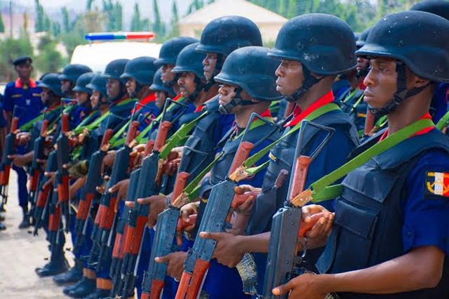 NSCDC officers stationed at a CBT centre in Enugu during the 2026 UTME organised by Joint Admissions and Matriculation Board.