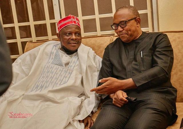 Peter Obi and Rabiu Kwankwaso seated together during a courtesy visit in Abuja, discussing political developments ahead of the 2027 elections.