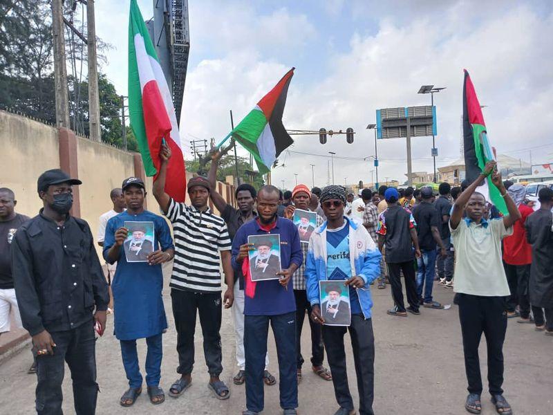 Lagos protest leaders decry death of Ayatollah Khamenei as US–Israel military operations continue in Iran.
