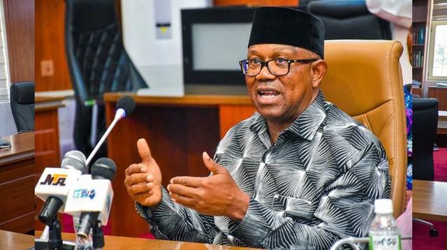 Former presidential candidate Peter Obi speaking at a press briefing in Abuja, addressing allegations about his 2023 campaign.