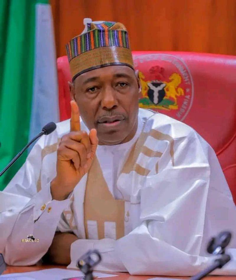 Borno State Governor Babagana Umara Zulum announcing the dissolution of the state executive council.