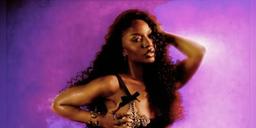Ayra Starr in a purple-lit campaign portrait for her Starrgirl album.