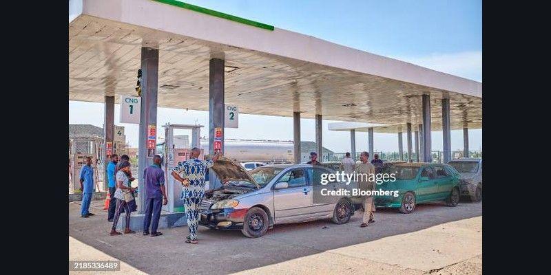 Motorists and customers at a compressed natural gas filling station in Nigeria.